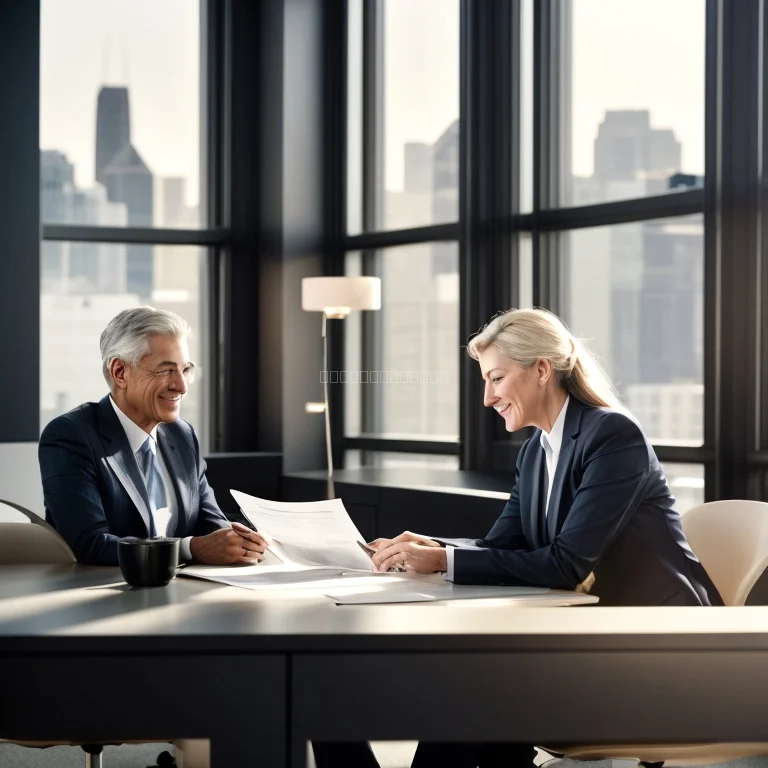 Senior couple discussing legal documents with a lawyer